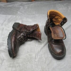 Rocky Work Boots Mens 10.5 Brown Vibram Sole Lace Up Leather Round Toe VTG